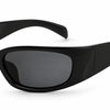 Black wraparound sunglasses with UV protection and polarized lenses for women