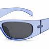 Blue translucent frame sunglasses with dark polarized lenses, stylish women's UV protection eyewear
