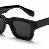 Black square frame sunglasses with dark lenses, stylish and modern design for women