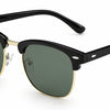 Stylish black and gold women's sunglasses with green polarized lenses for UV protection