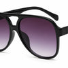 Stylish black aviator sunglasses with purple gradient lenses, UV protection, and polarized design for women.