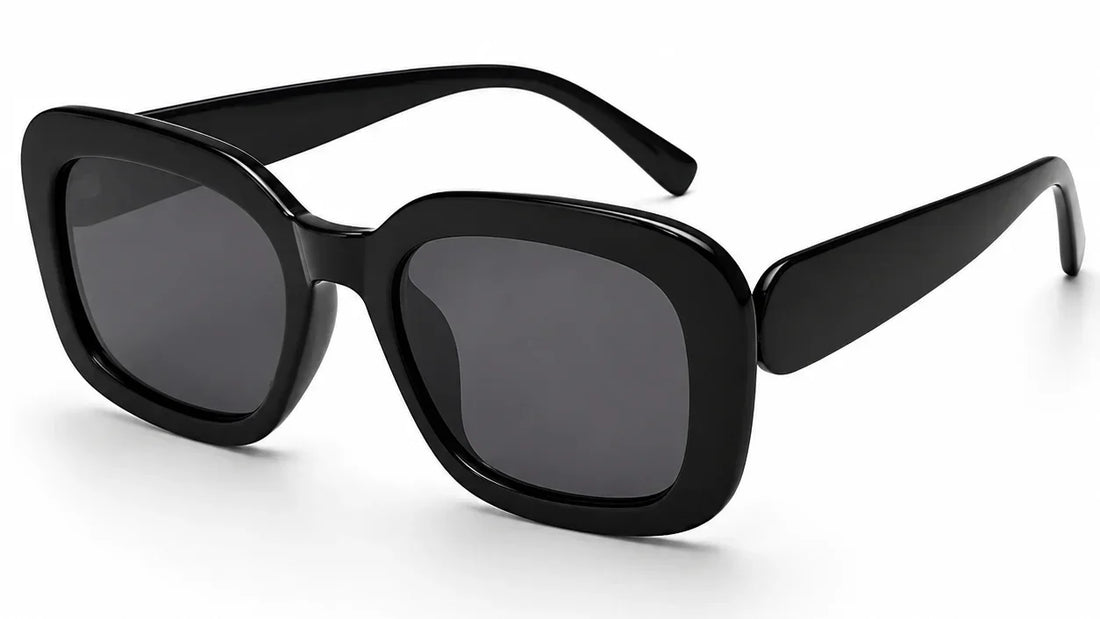 Stylish black square sunglasses with UV protection and polarization for women