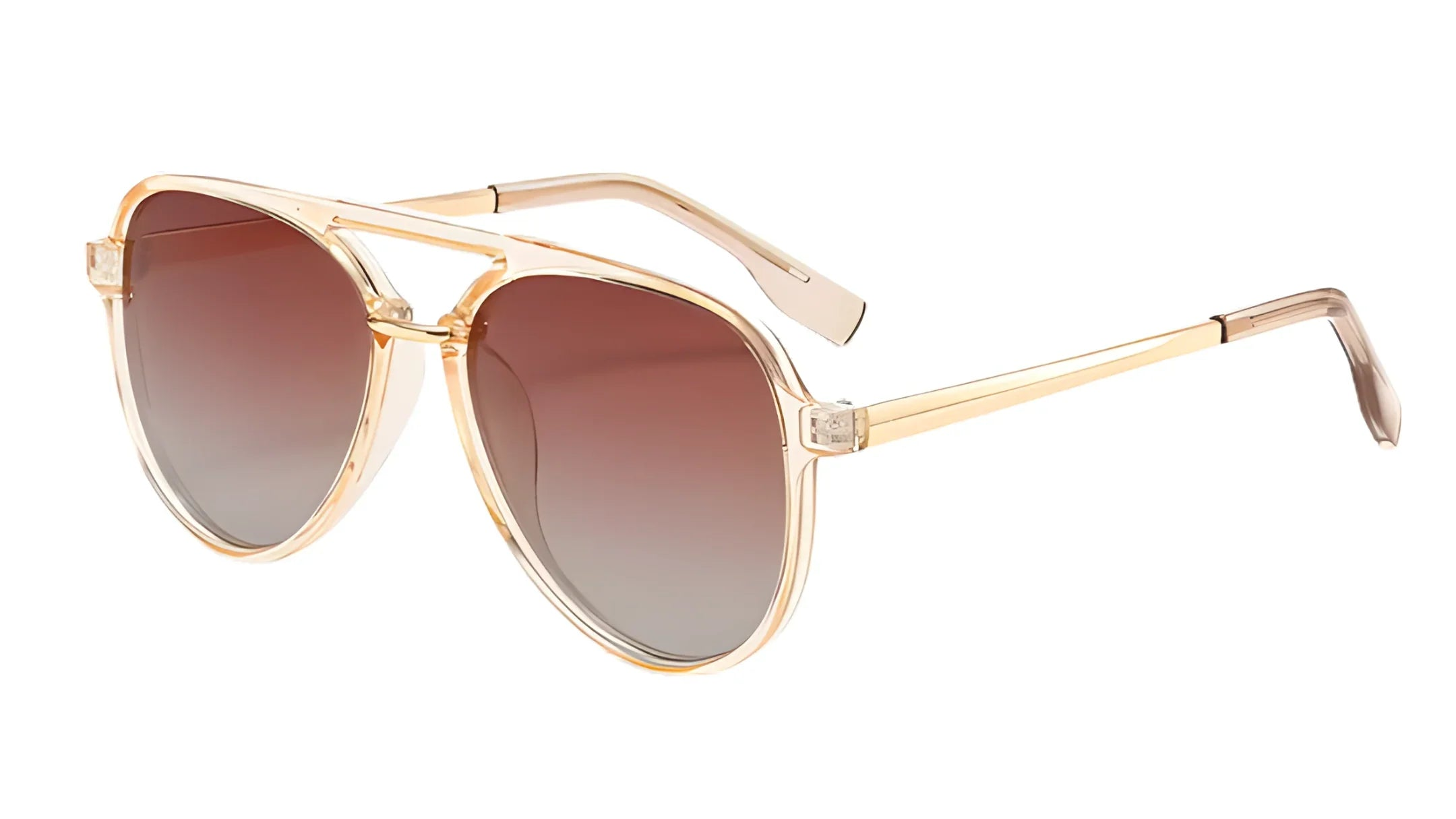 Stylish aviator sunglasses with gold frame and gradient lenses, UV protection for women