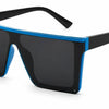 Blake black flat top ladies sunglasses with blue trim 