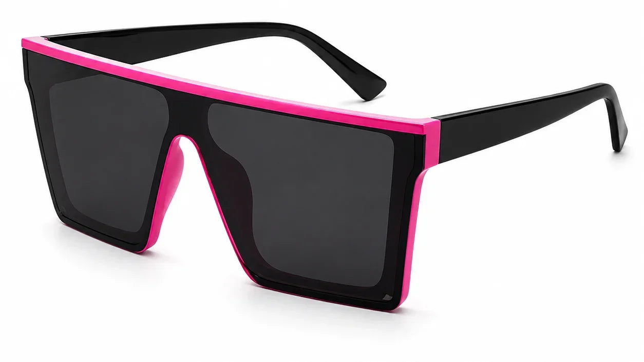 Stylish black and pink oversized sunglasses with UV protection and polarization for women