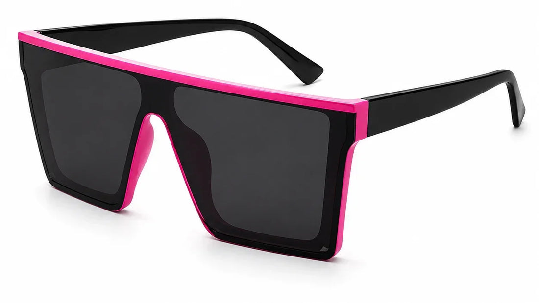 Stylish black and pink oversized sunglasses with UV protection and polarization for women