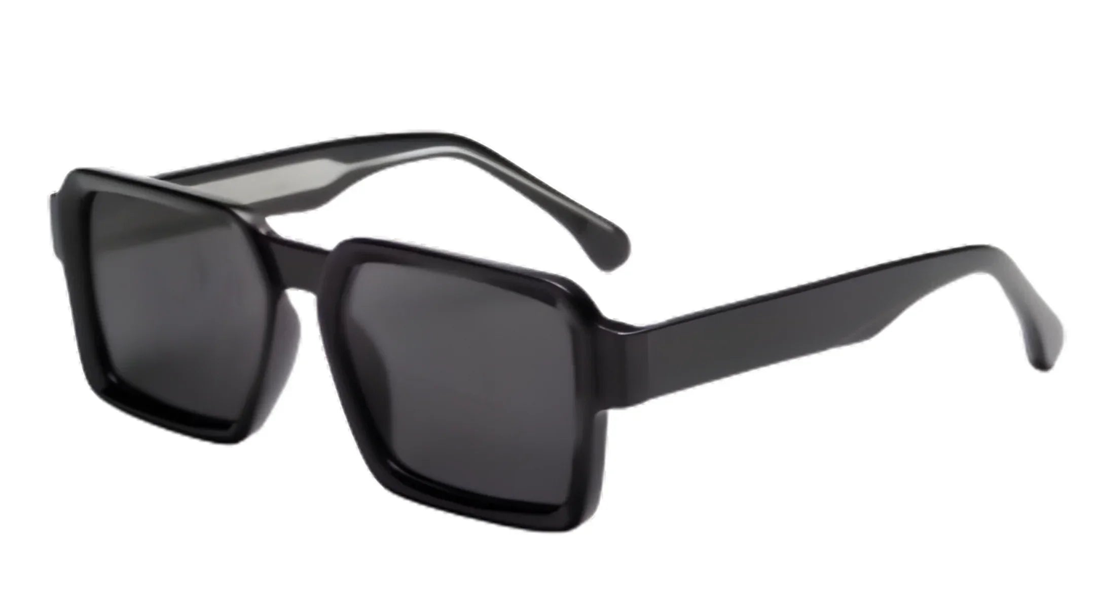Black square-frame sunglasses with UV protection and polarization for women
