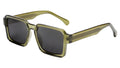 Olive green square sunglasses with dark lenses, stylish and modern design for women