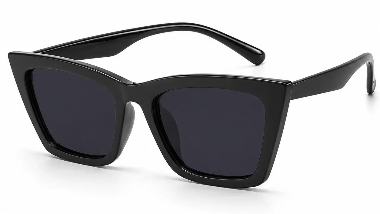 Stylish black cat-eye sunglasses with UV protection and polarization for women