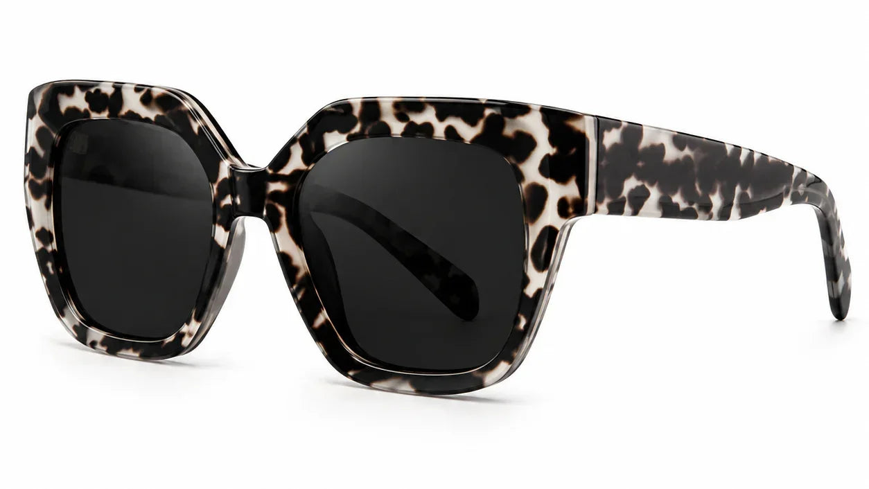 Leopard print women's sunglasses with black lenses, stylish and UV protected