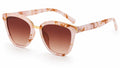 Stylish women's cat-eye sunglasses with pink marble frame and gradient brown lenses, UV protection