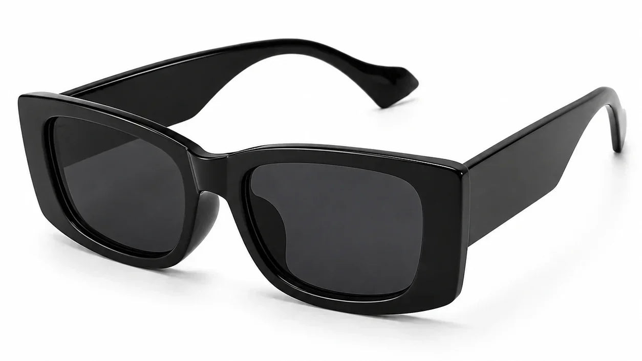 Black oversized square sunglasses with UV protection and polarization for women