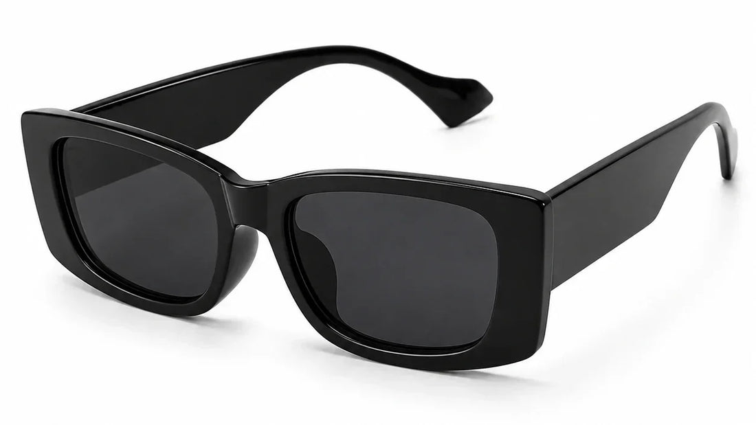 Black oversized square sunglasses with UV protection and polarization for women