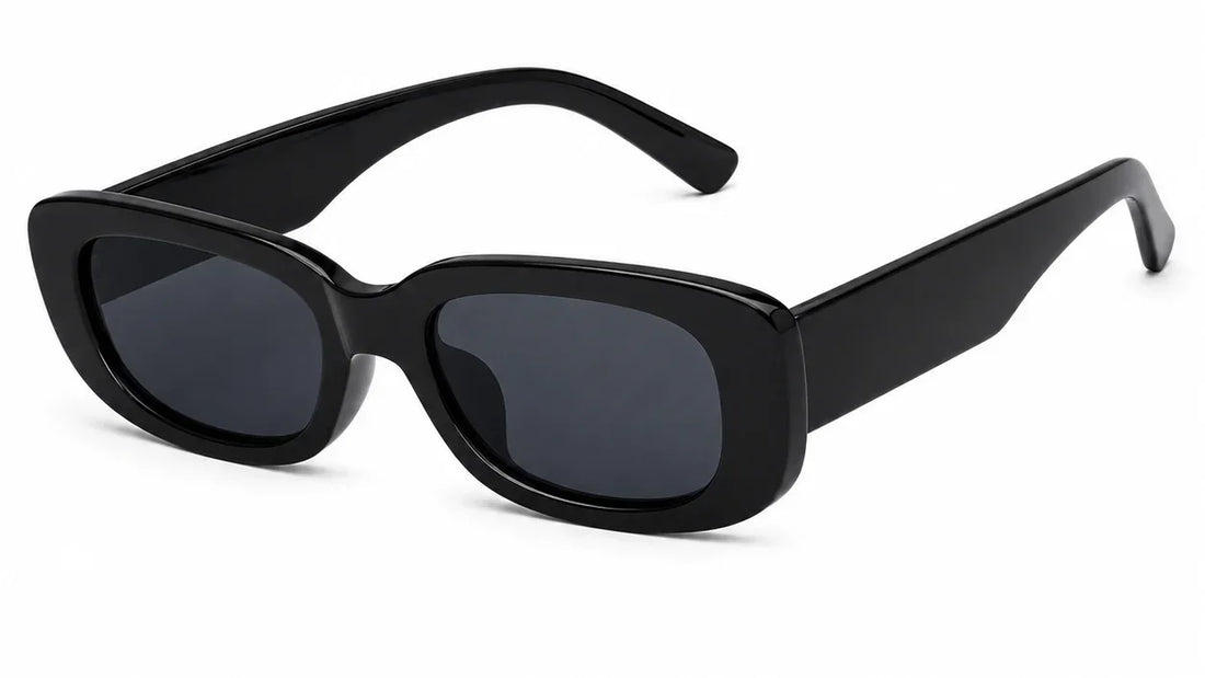 Stylish black rectangular sunglasses with UV protection and polarization for women