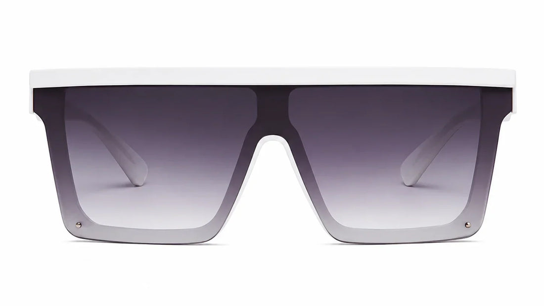 White oversized sunglasses with gradient lenses, UV protection, stylish women's fashion eyewear
