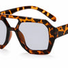 leopard blue double bridge pilot glasses