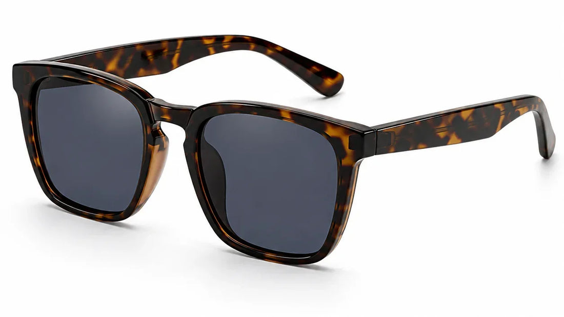 Tortoiseshell square sunglasses with polarized UV protection lenses for women