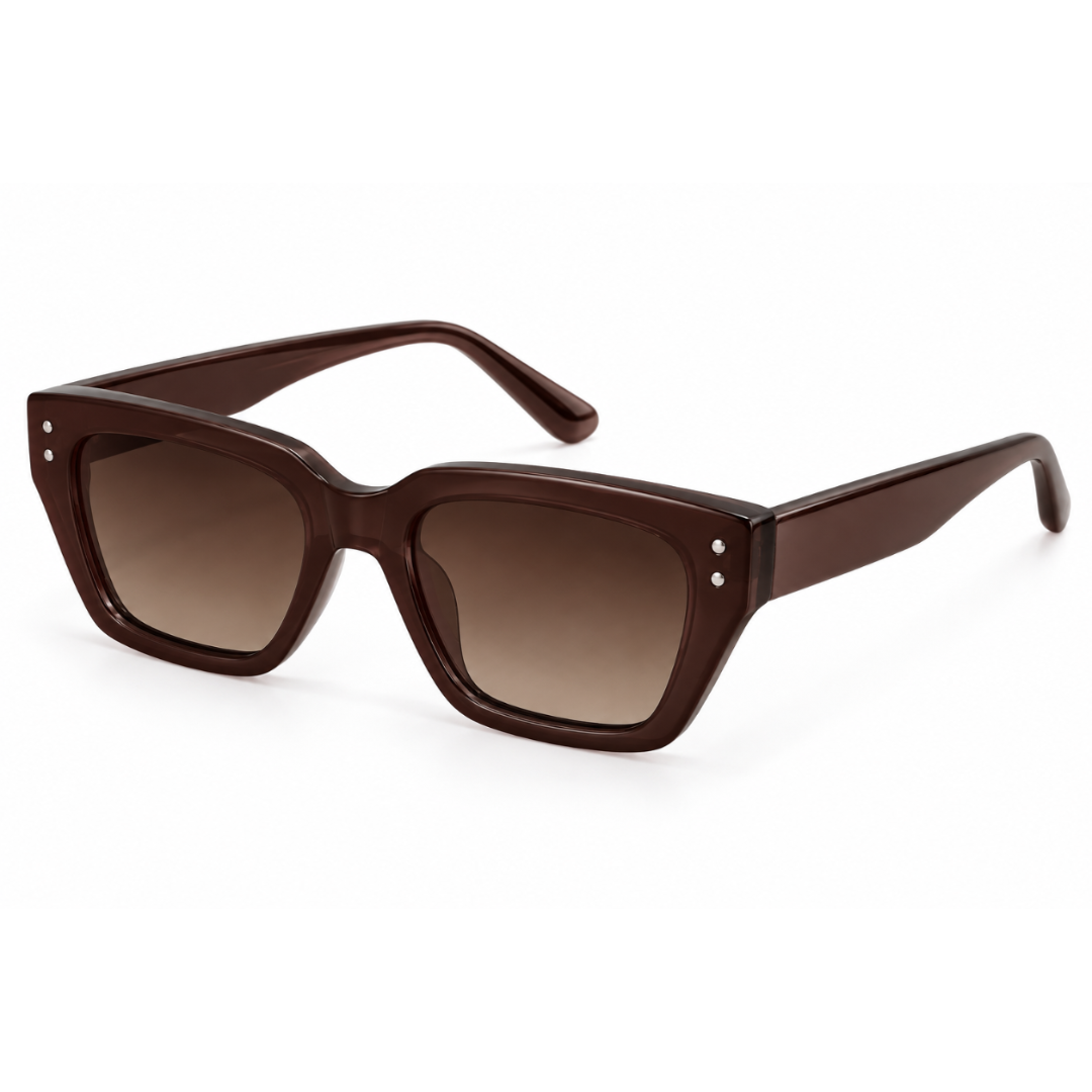 Shelby women's square sunglasses with soft curves and subtle rivet detailing