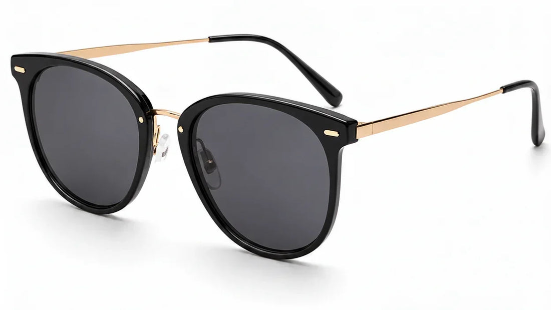 Stylish black and gold women's sunglasses with UV protection and polarization