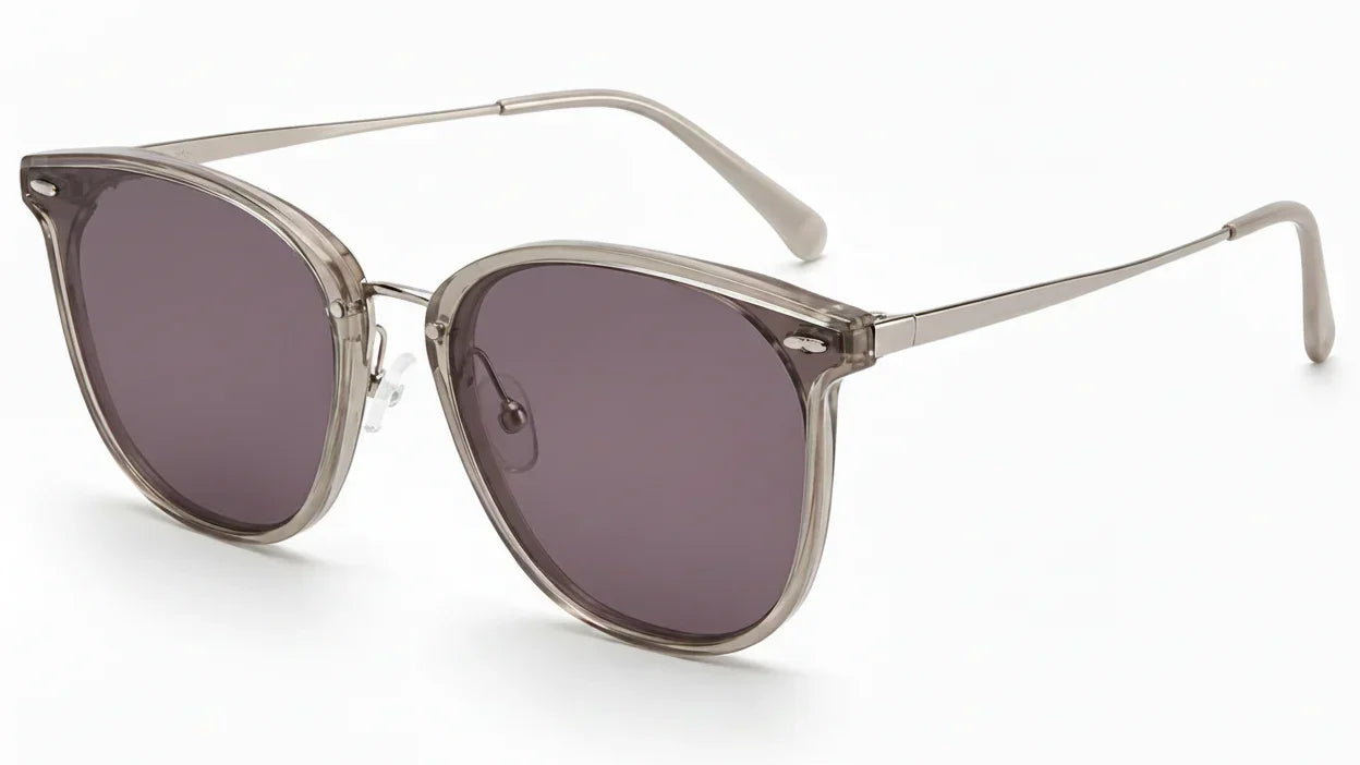 Stylish women's sunglasses with UV protection, polarized lenses, and modern translucent frame design