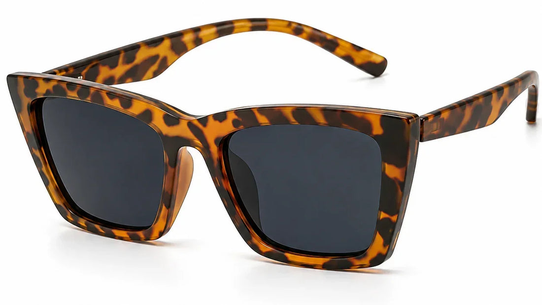 Tortoiseshell cat-eye sunglasses with dark polarized lenses, stylish women's UV protection eyewear