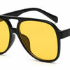 Stylish black aviator sunglasses with yellow lenses, UV protection, polarized for women
