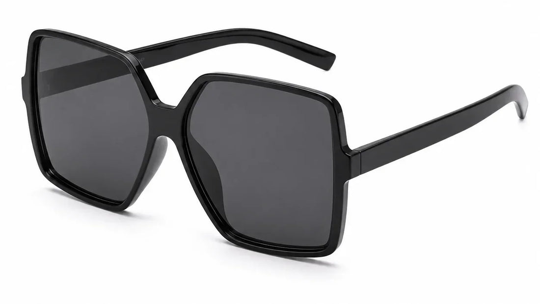 Stylish black oversized square sunglasses with UV protection and polarization for women