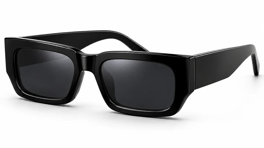 Stylish black rectangular sunglasses with sleek frames for women's fashion