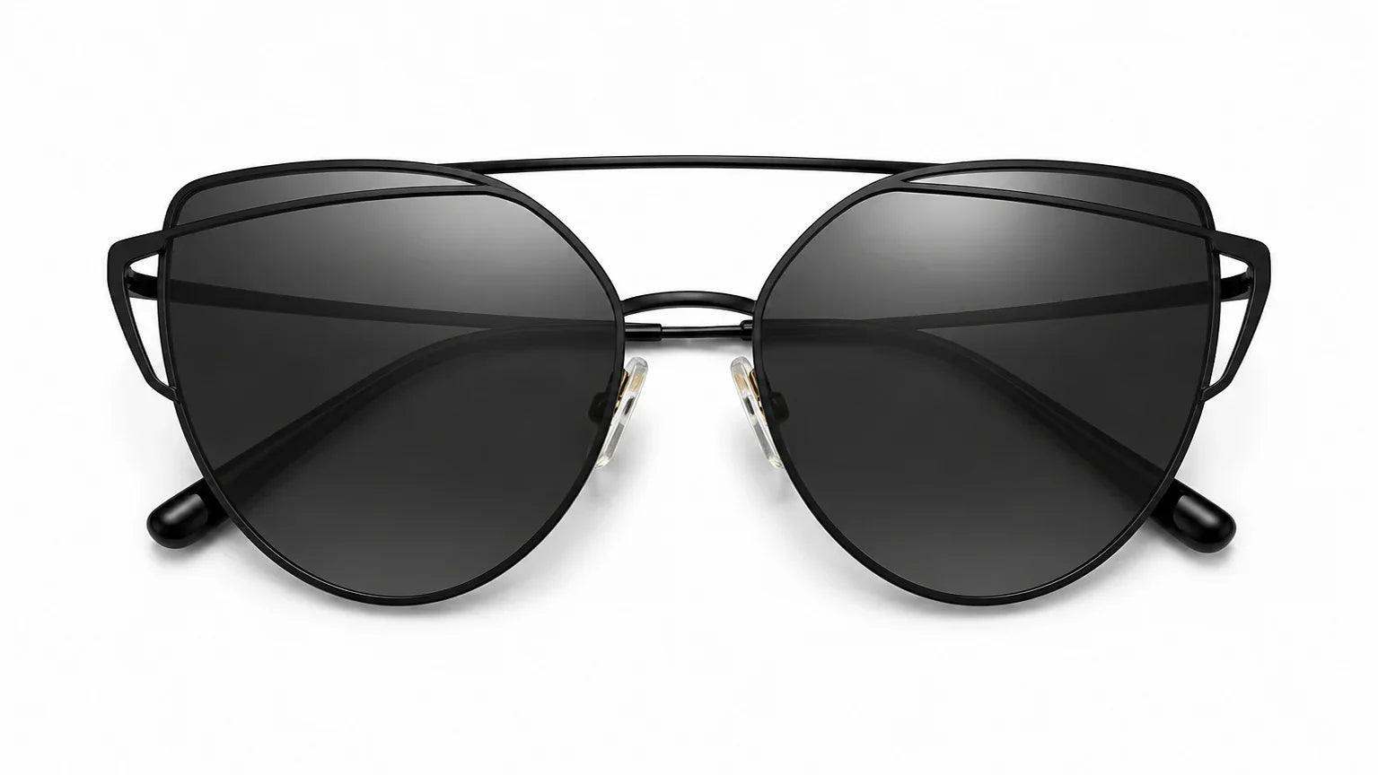 black ladies cat eye metal frame sunglasses