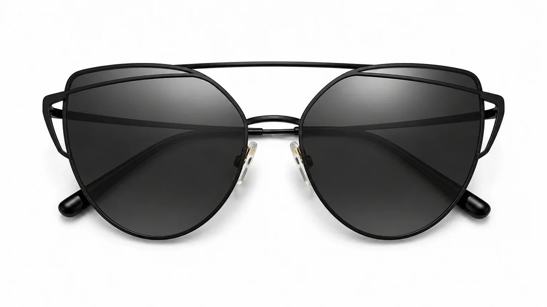 black ladies cat eye metal frame sunglasses