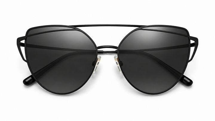 black ladies cat eye metal frame sunglasses