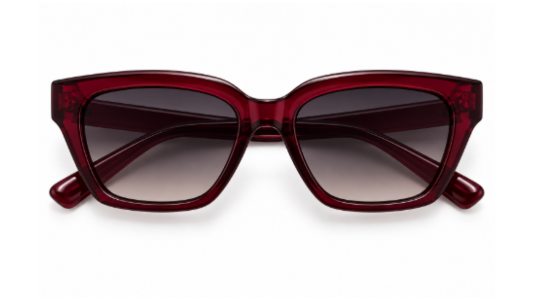 Brandi burgundy square sunglasses with gradient lenses