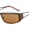 Stylish brown-tinted sunglasses with sleek metal frame and UV protection for women