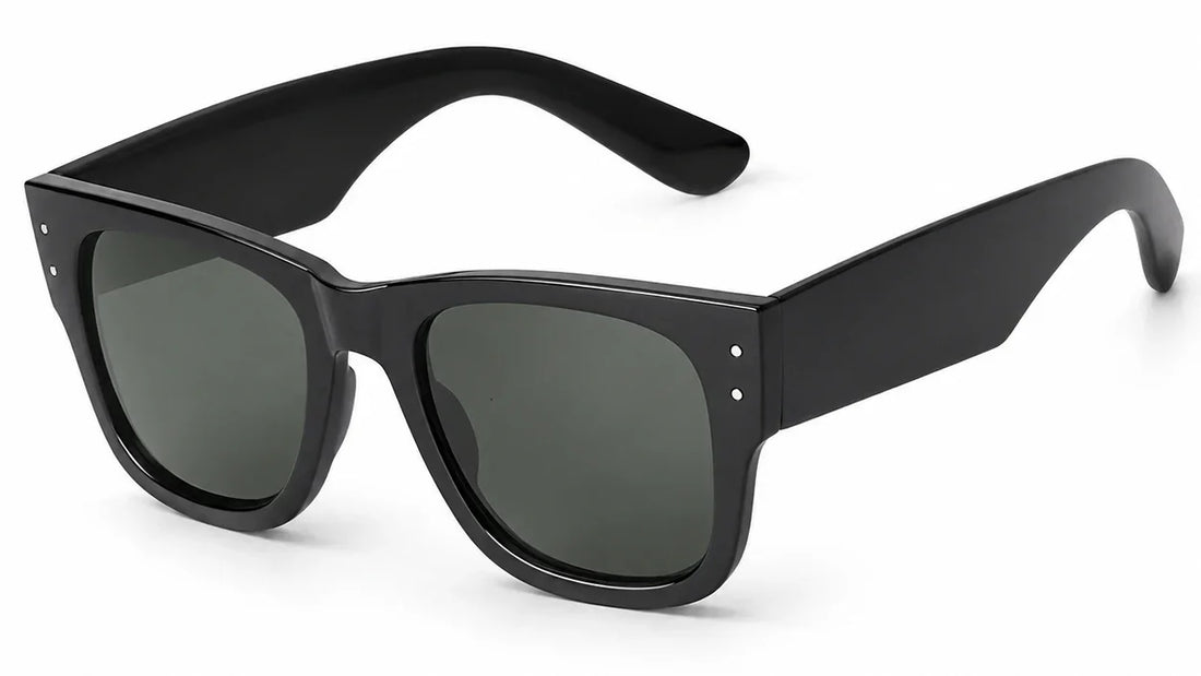Black wayfarer sunglasses with polarized lenses for women, UV protection, stylish and trendy design