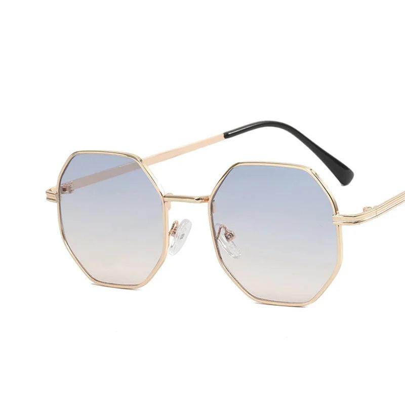 Women’s gold hexagon fashion sunglasses