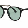 Black round sunglasses with green polarized lenses, stylish UV protection for women