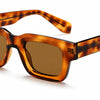 Tortoiseshell square sunglasses with brown lenses, stylish UV-protected women's shades