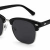 Stylish black half-frame sunglasses with polarized lenses and UV protection for women
