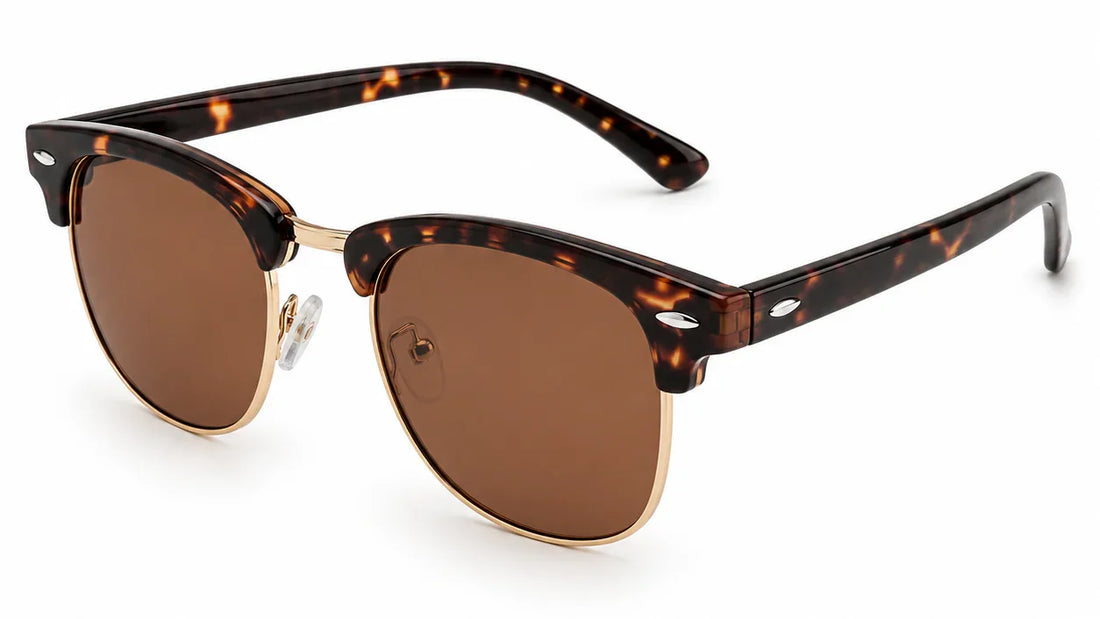 Tortoiseshell women's sunglasses with brown polarized lenses and gold trim, stylish UV protection