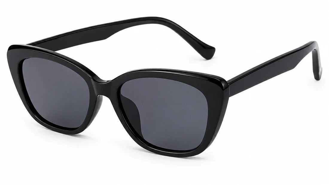 Stylish black cat-eye sunglasses with UV protection and polarization for women