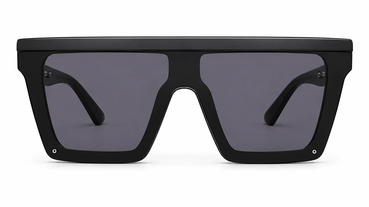 Black oversized square sunglasses with UV protection and polarization for women