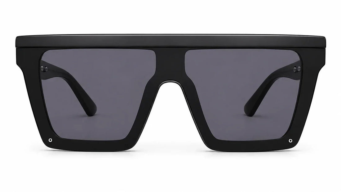 Black oversized square sunglasses with UV protection and polarization for women