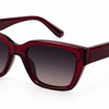 Brandi burgundy square sunglasses with translucent red frame and gradient lenses