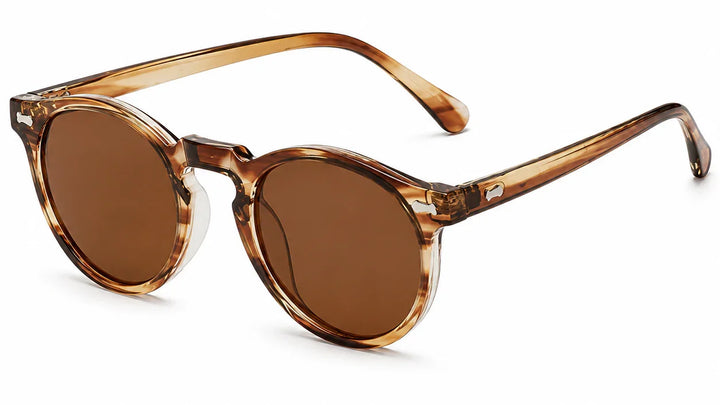 brown amber round polarised sunglasses