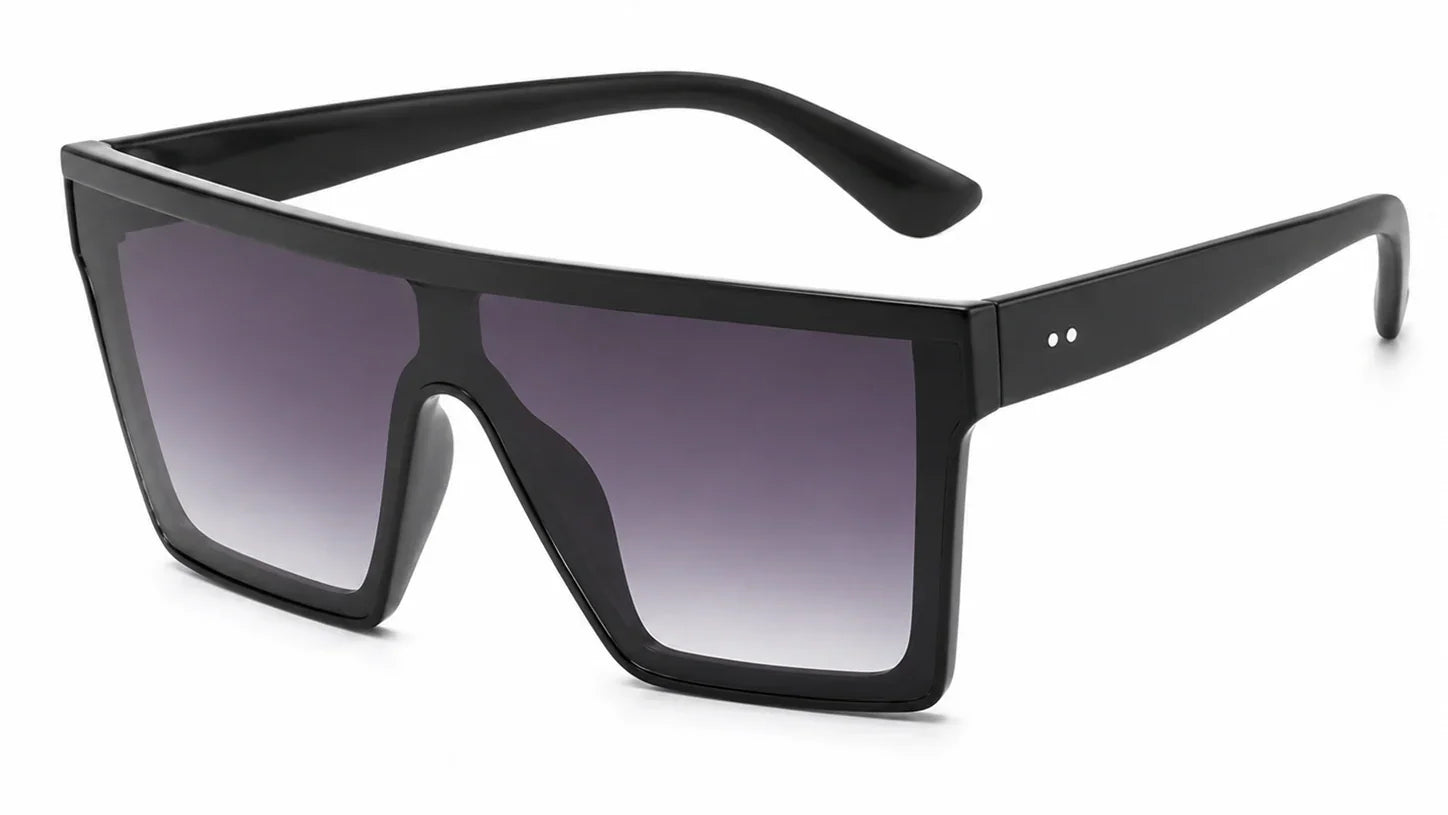 Black oversized square sunglasses with gradient lenses, UV protection, stylish women's fashion accessory