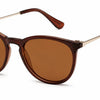 Stylish women's sunglasses with brown polarized lenses and tortoiseshell frames, UV protection