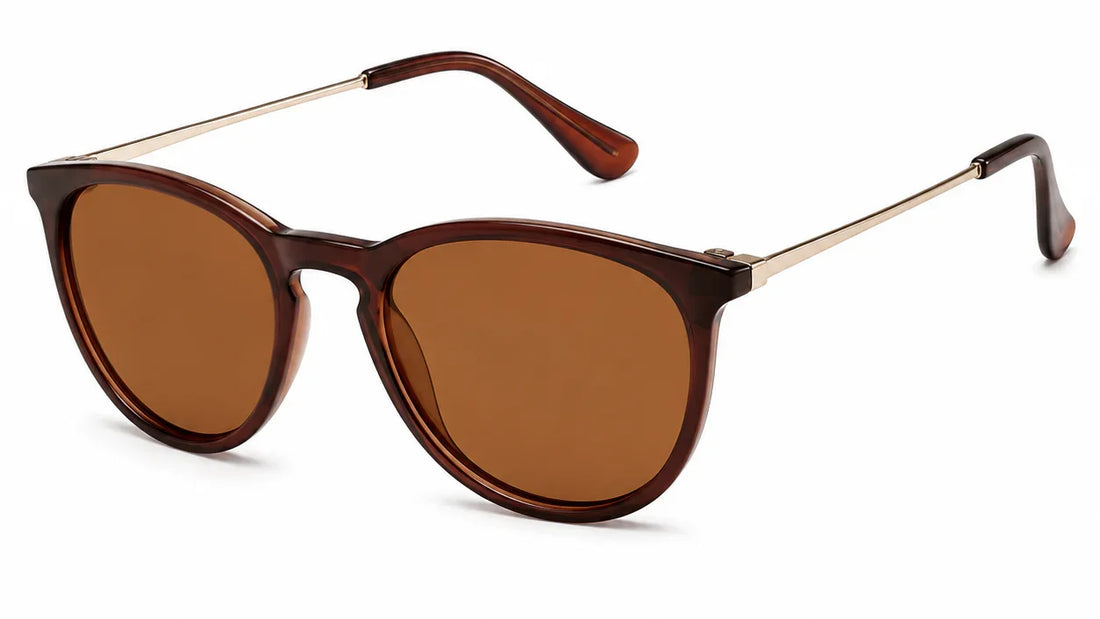 Stylish women's sunglasses with brown polarized lenses and tortoiseshell frames, UV protection