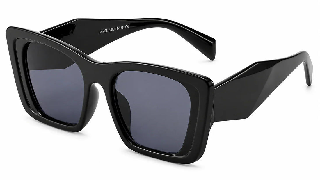 Stylish black square sunglasses with UV protection and polarization for women