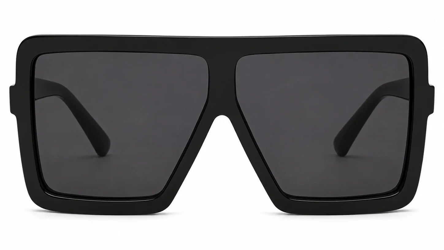 Oversized black square sunglasses with UV protection and polarization for women