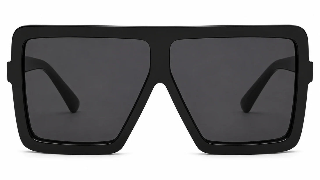 Oversized black square sunglasses with UV protection and polarization for women